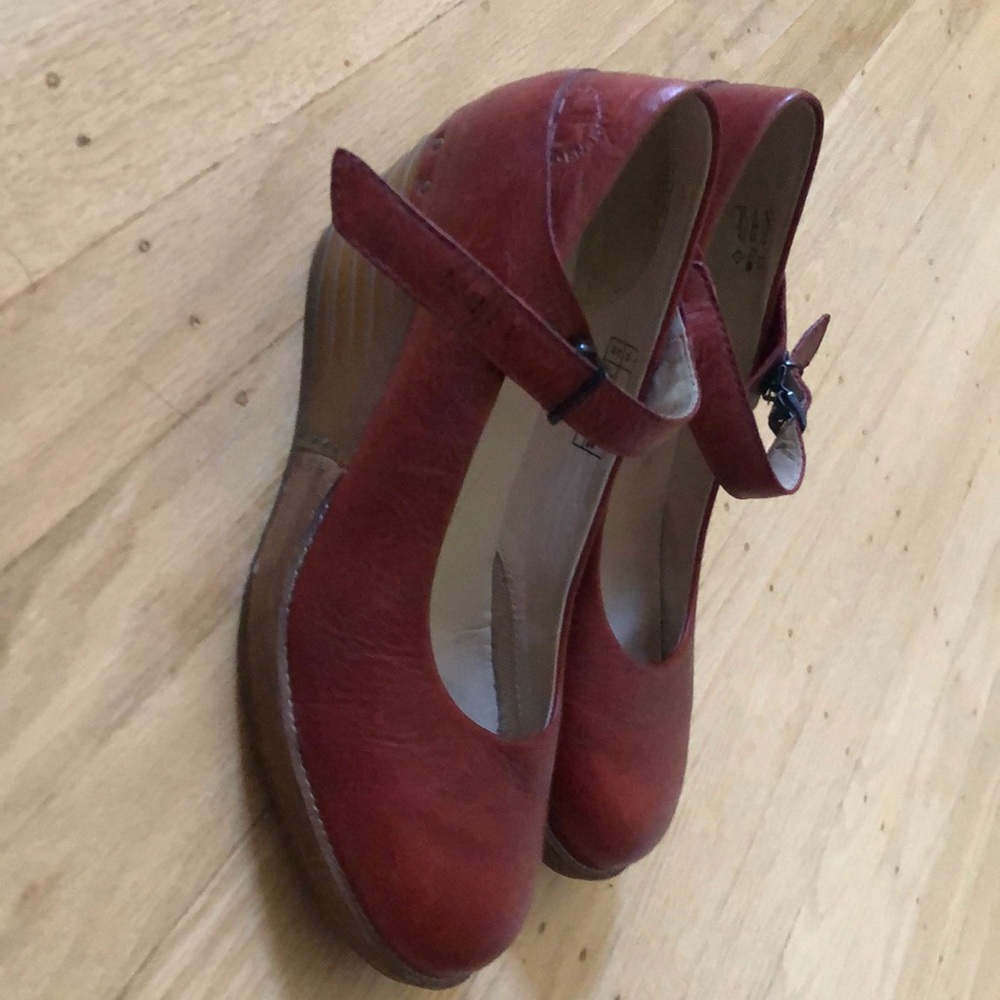 Real RARE dr marten red Mary Jane shoe wedge heel
